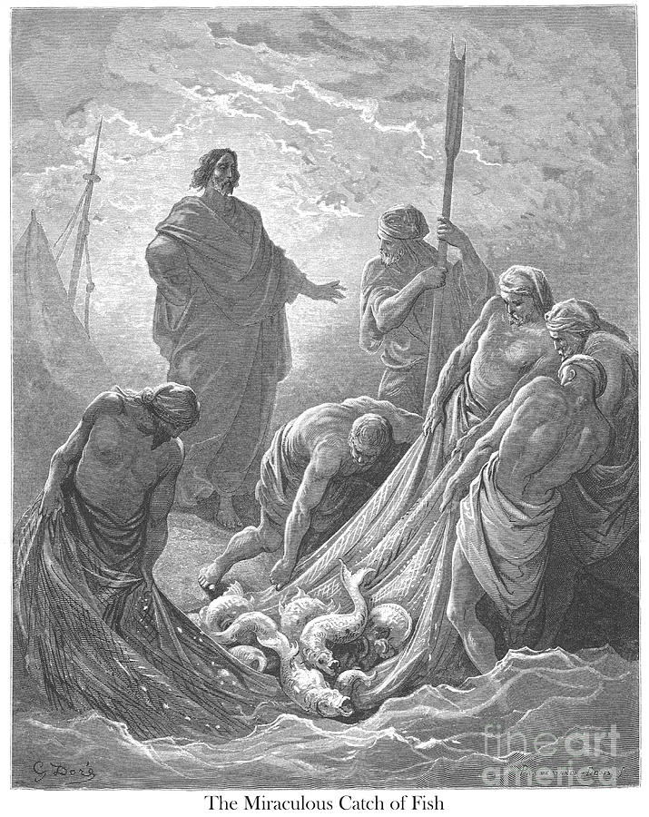 The Miraculous catch of Fish by Gustave Dore w1 Photograph by Historic ...