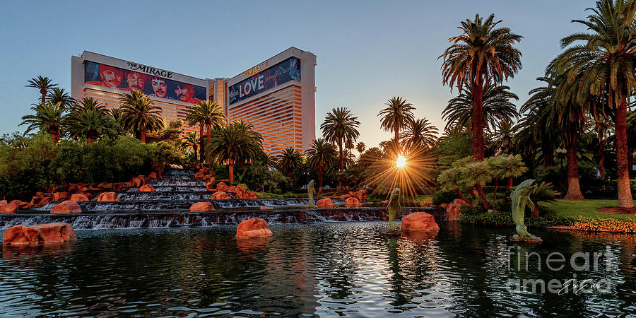 The Mirage Casino Lagoon at Sunset 2 to 1 Ratio Photograph by Aloha Art