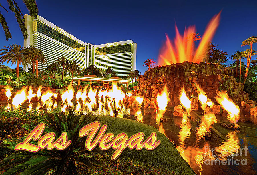 The Mirage Casino Volcano Post Card Photograph by Aloha Art