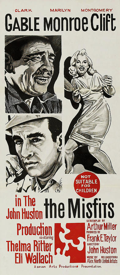 Clark Gable Mixed Media - The Misfits, with Clark Gable and Marilyn Monroe, 1961 by Movie World Posters