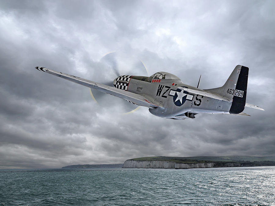P-51 Photograph - The Mission - P51 Over Dover by Gill Billington