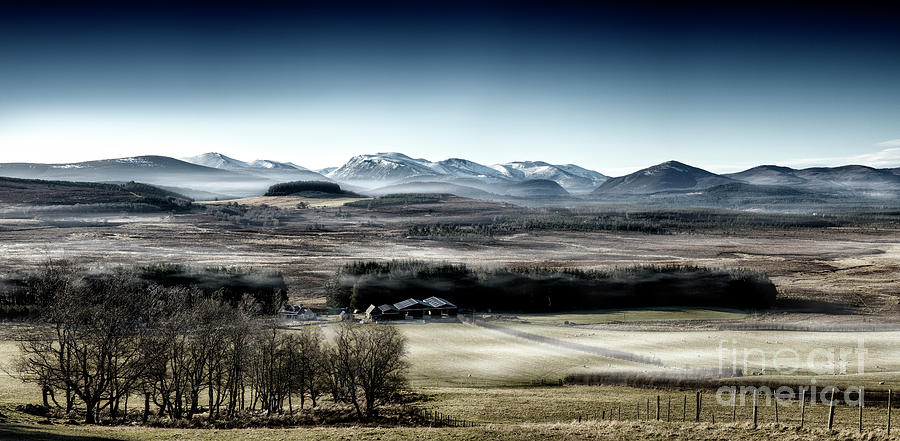 The misty Cairngorm Mountains from the Snow Road Photograph by Phill Thornton