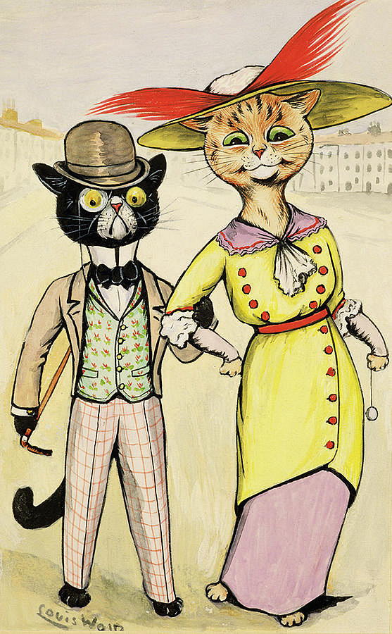 The Modern Arry And Arriet By Louis Wain Drawing by Louis Wain - Fine ...