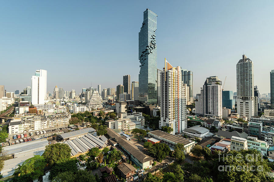 The modern Bangkok financial district skyline in Thailand capita Photograph by Didier Marti