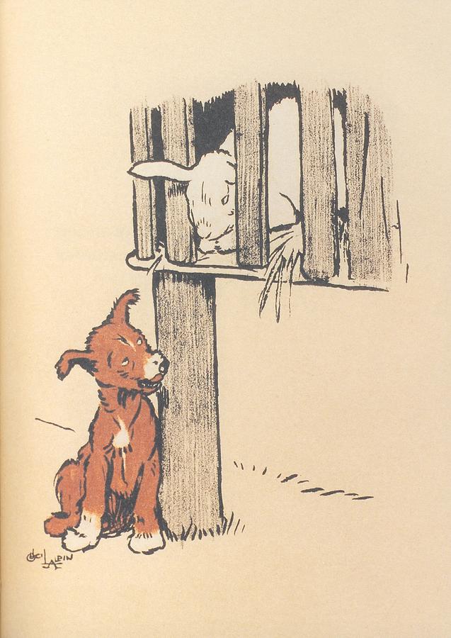 The Mongrel Puppy Book 1912, Visiting the rabbit Drawing by Cecil Aldin ...