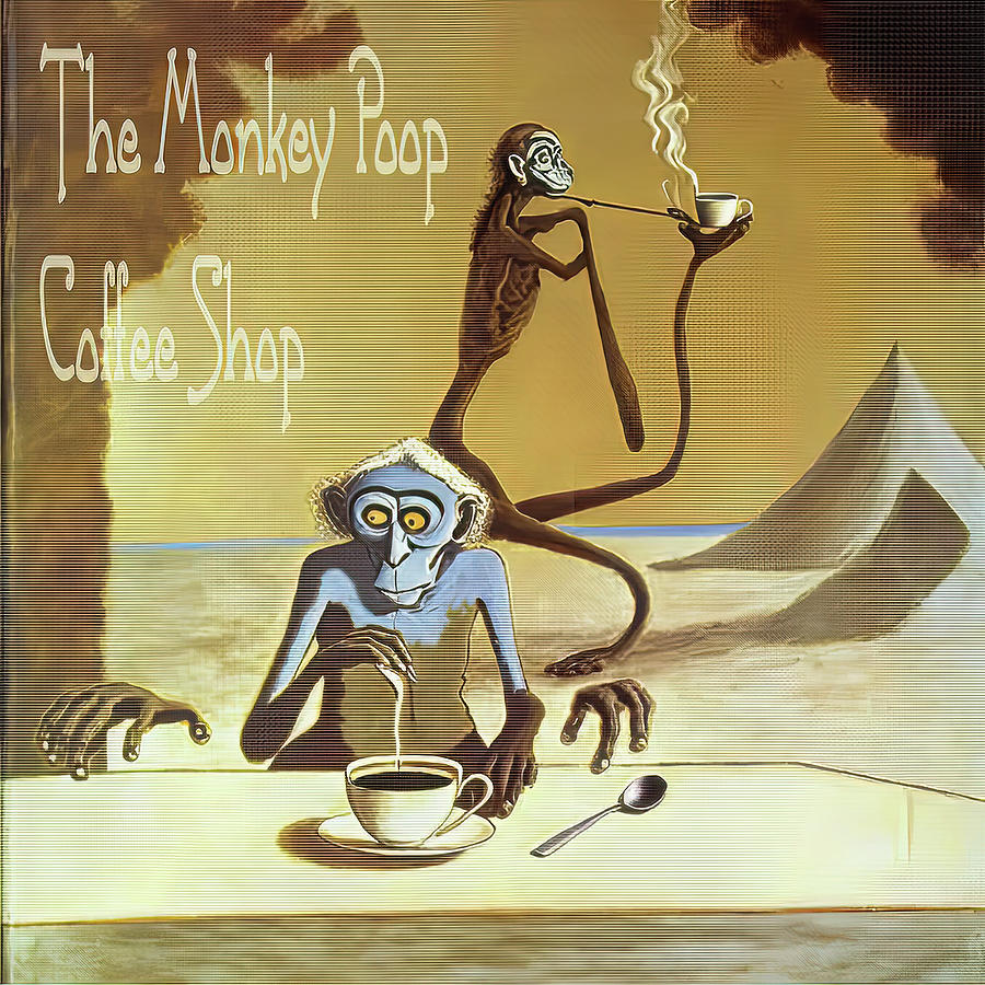 The monkey poop coffee shop poster Digital Art by Oliver Grasset Fine Art America