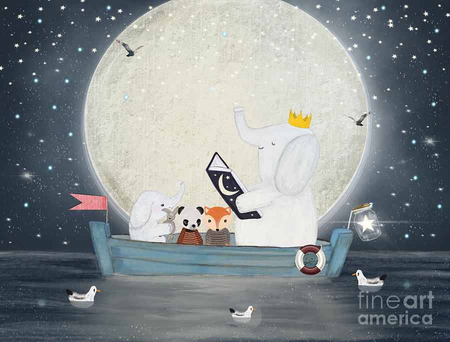 Childrens Painting - The Moon Book by Bri Buckley