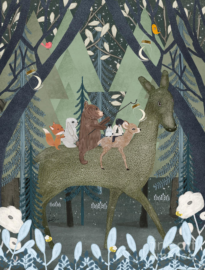 The Moon Deer Painting by Bri Buckley
