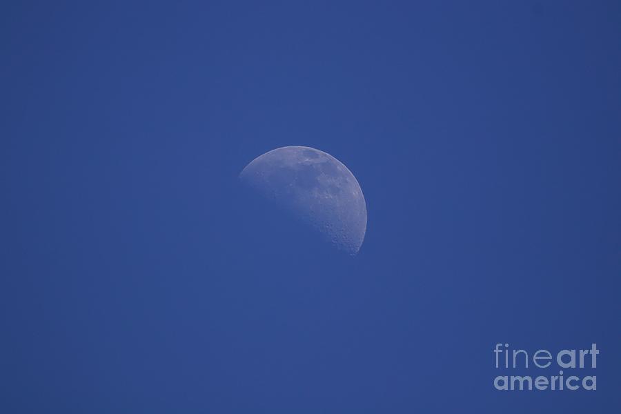 The Moon in a blue sky  Photograph by Yvonne M Smith