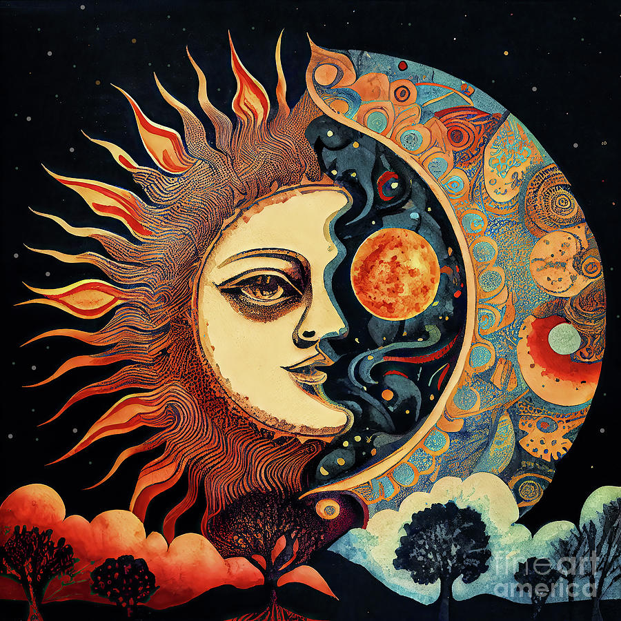 Moon Painting - The Moon Says to the Sun II by Mindy Sommers