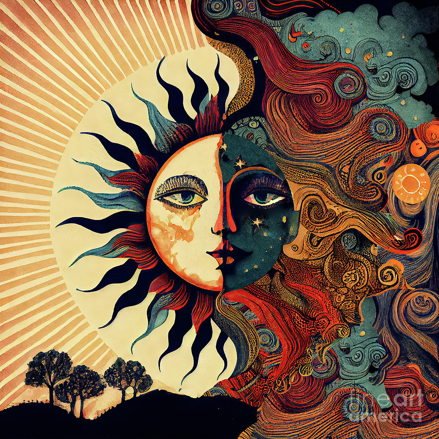 Surrealism Painting - The Moon Says to the Sun by Mindy Sommers