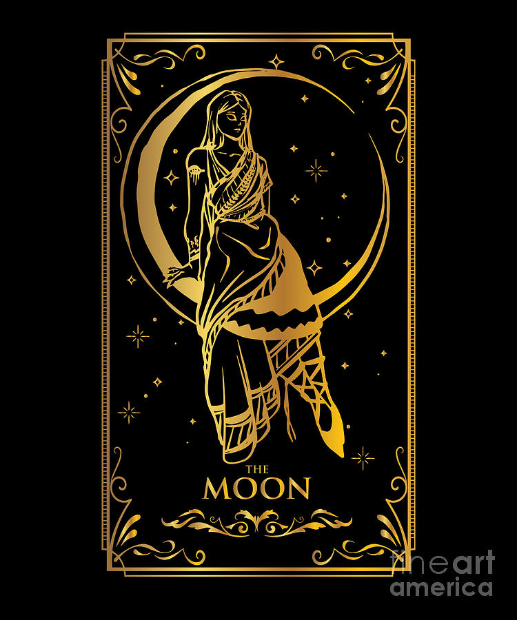 The Moon Tarot Card Gold Spiritual Fortune Telling Digital Art by Amusing  DesignCo - Pixels
