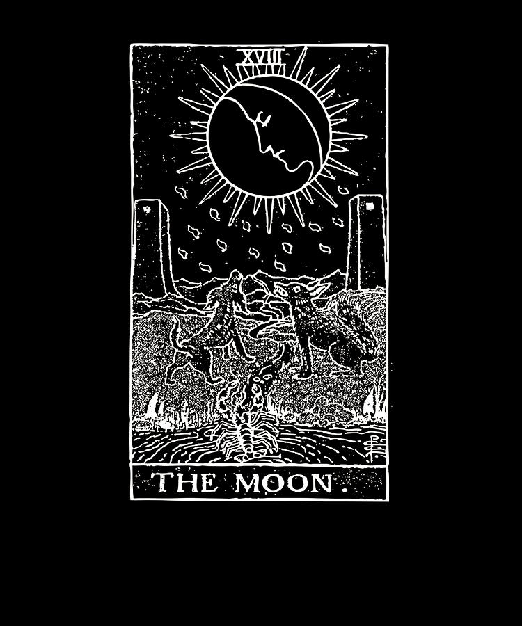 The Moon Tarot Card Vintage Occult Digital Art by Jan Hendrik Wilmes