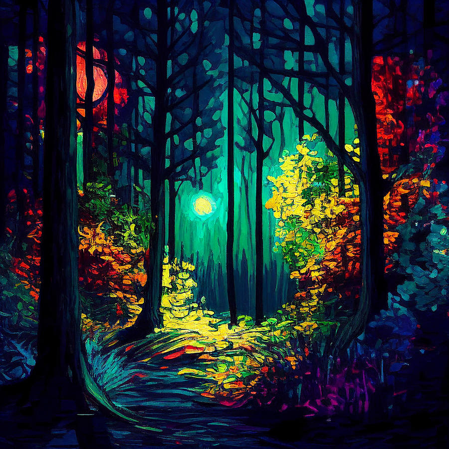 The Moon Through The Forest Digital Art by Jennifer Hotai The Moon Through The Forest Digital Art by Jennifer Hotai