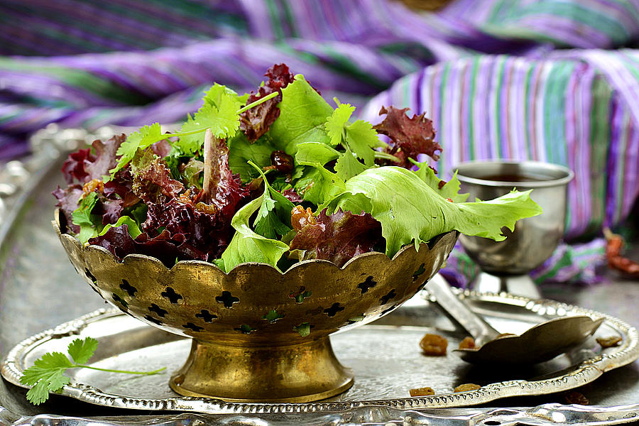 The Moroccan green salad with hot sauce and raisin Photograph by Zoryana Ivchenko