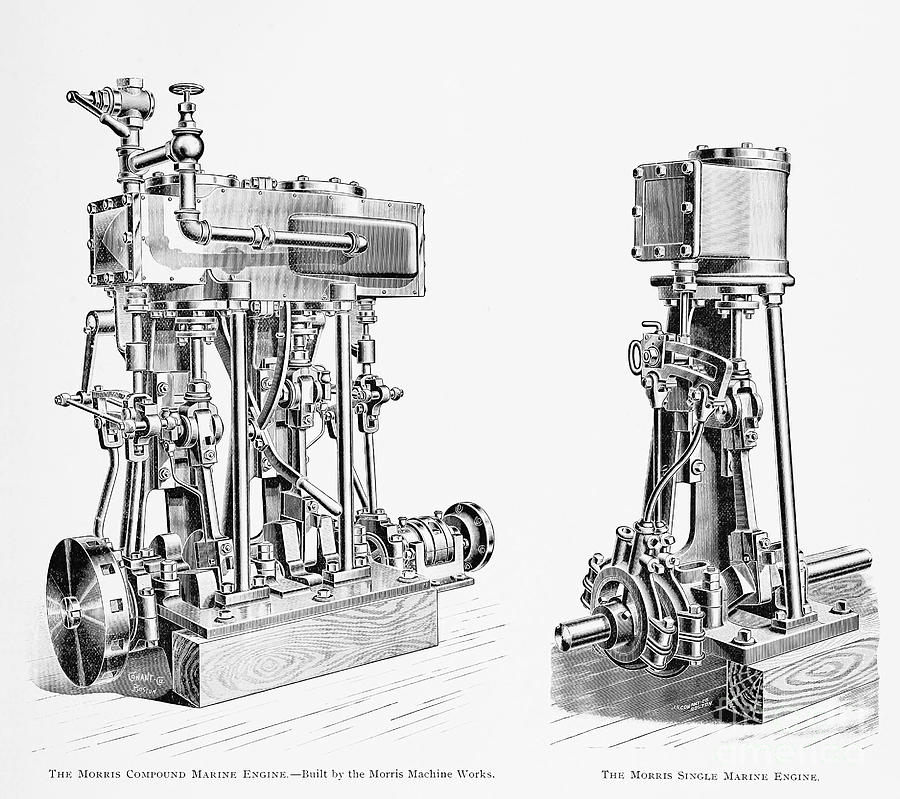 The Morris Compound Engine Built by Morris Machine Works b3 Drawing by