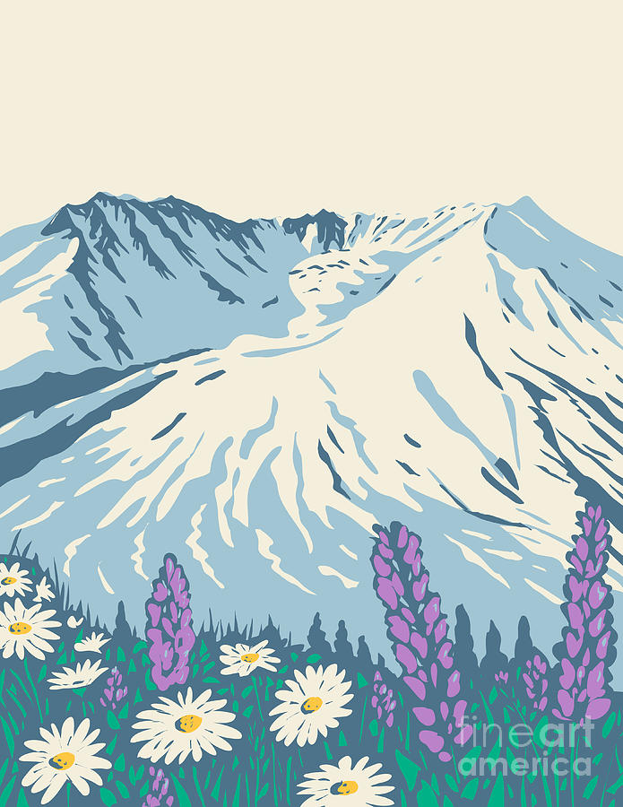 The Mount St Helens National Volcanic Monument Within Gifford Pinchot National Forest In Washington State Wpa Poster Art Digital Art