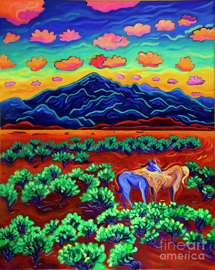 The Mountain Marries the Earth at Twilight Painting by Cathy Carey