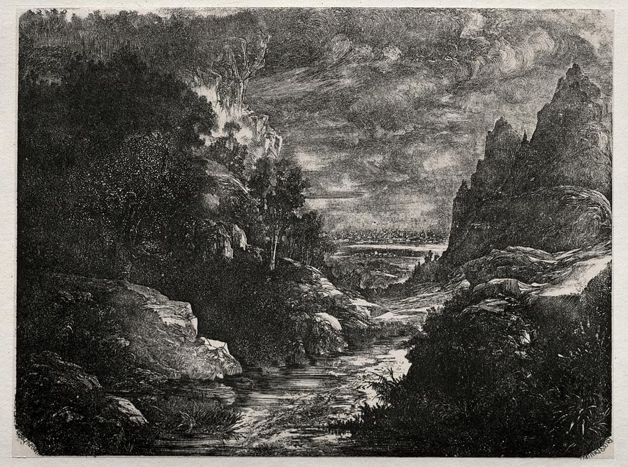 The Mountain Stream 1871 Rodolphe Bresdin Painting by MotionAge Designs ...