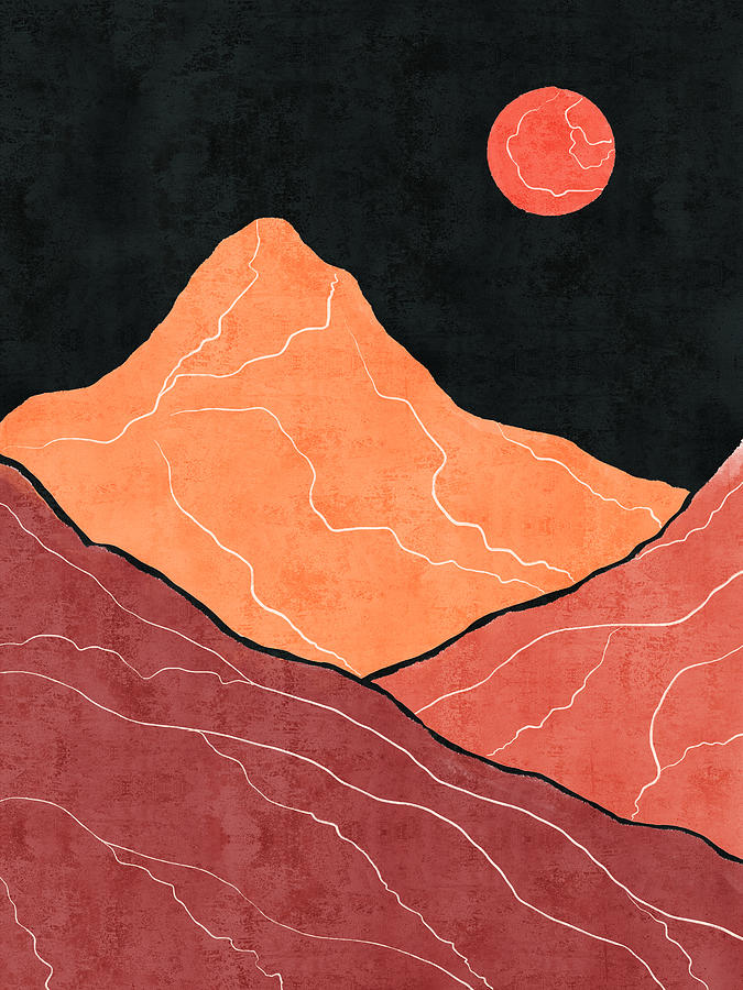 The Moutains Are Calling 01 - Minimal, Abstract - Mid Century Modern Art Digital Art