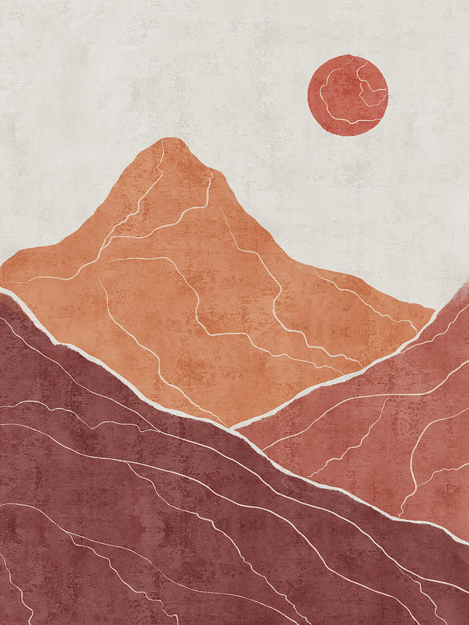 The Moutains Are Calling 02 - Minimal, Abstract - Mid Century Modern Art Digital Art