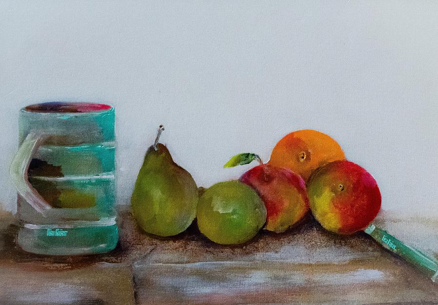 The Mug And Fruit Painting  Digital Art by Lisa Kaiser