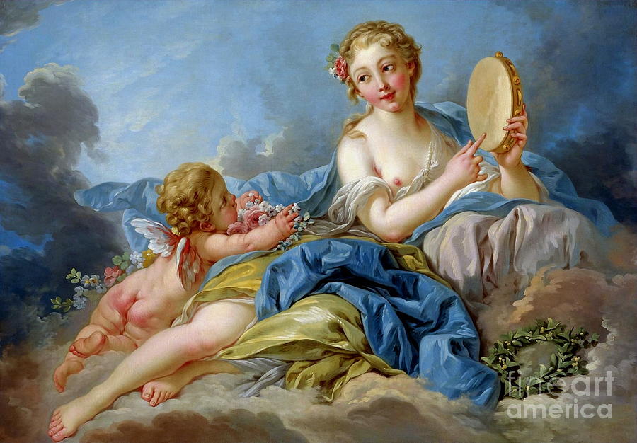 The Muse Euterpe Painting by Francois Boucher