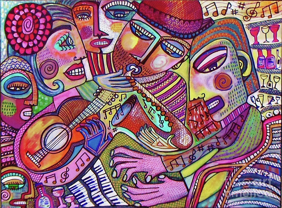 The Music Of Friendship Painting by Sandra Silberzweig