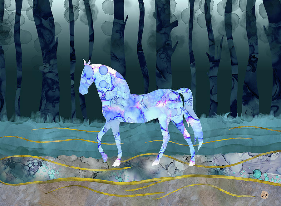 The Mystery Horse - A Woodlands Fantasy Digital Art by Andreea Dumez