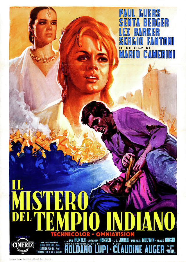 Vintage Mixed Media - The Mystery of the Indian Temple, 1963 - art by Luigi Martinati by Movie World Posters