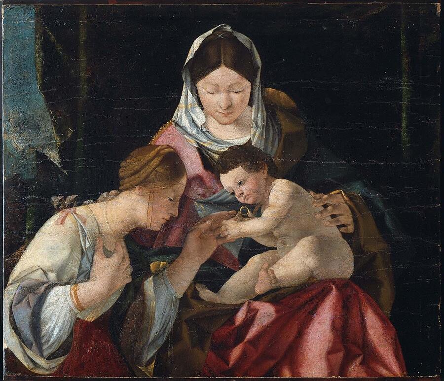 The Mystic Marriage of Saint Catherine Painting by Lorenzo Lotto Fine