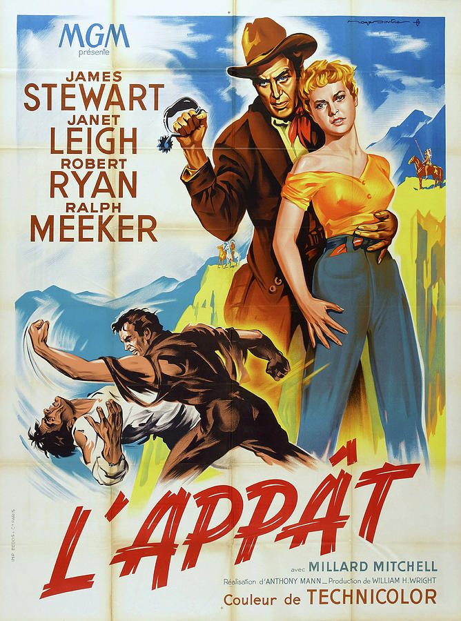The Naked Spur 1953 - art by Rober Soubie Mixed Media by Movie World Posters