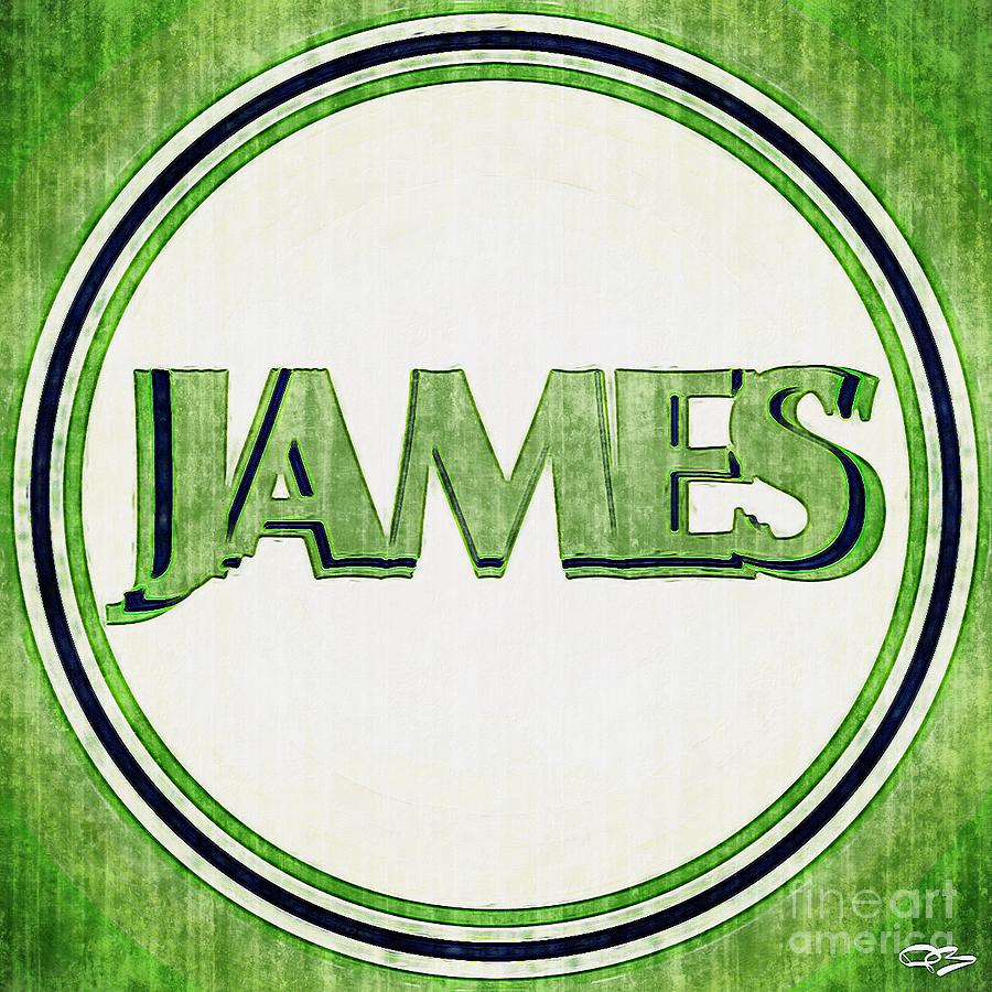 the-name-james-in-green-and-white-circular-name-design-digital-art-by