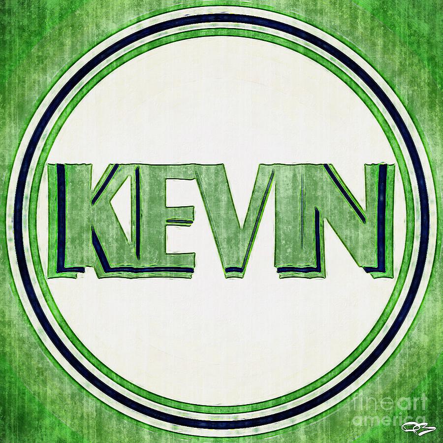 The Name Kevin in Green and White circular Name Design Digital Art by ...