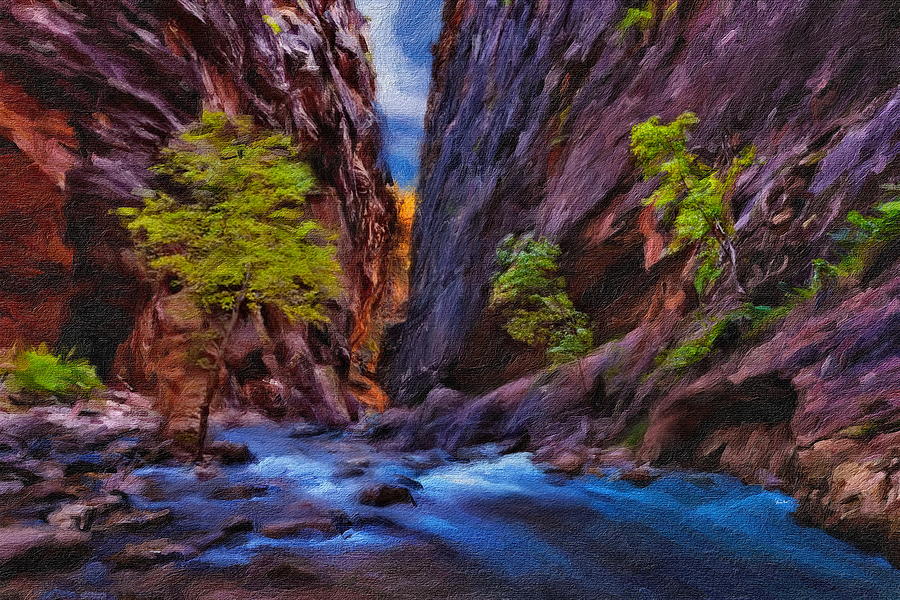 The Narrows - Zion Canyon Digital Art by Russ Harris