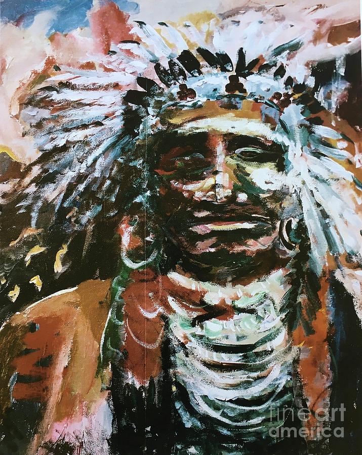 The Native American Chief Painting by William Jackson Garrett - Fine ...