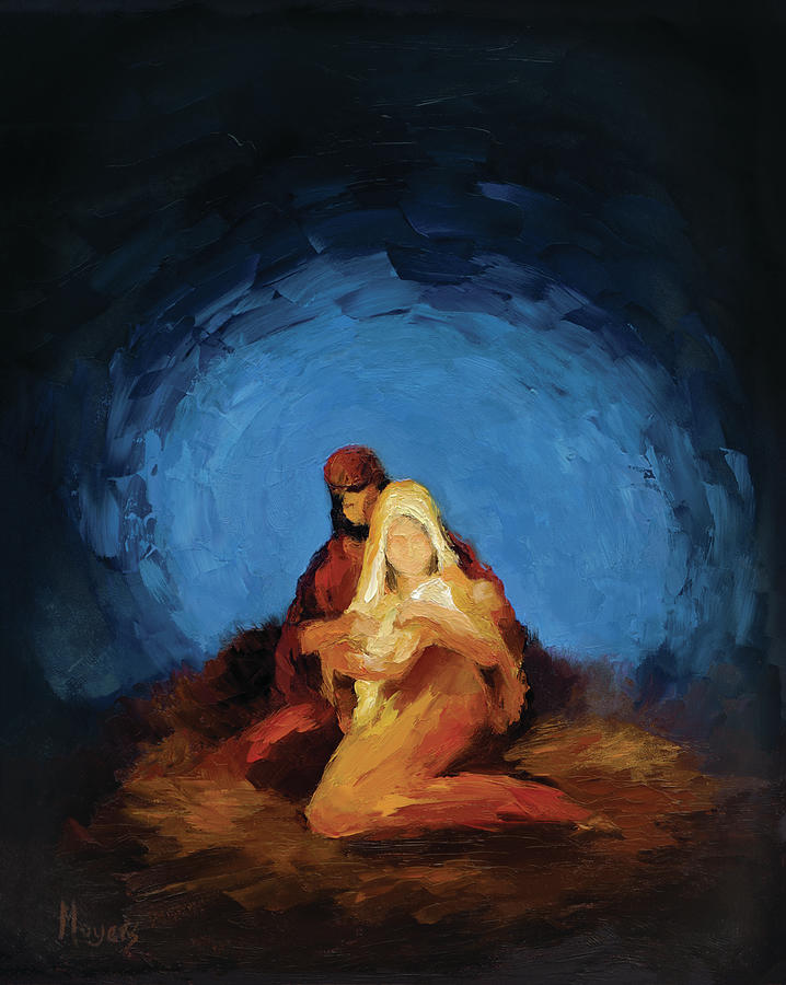 Christmas Painting - The Nativity by Mike Moyers