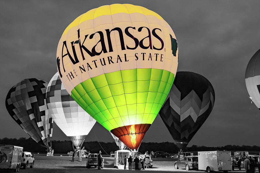 The Natural State Arkansas Hot Air Balloon In Selective Color Photograph by Gregory Ballos
