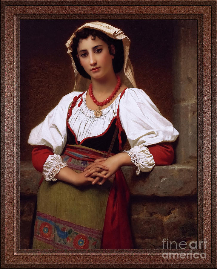 The Neapolitan Girl by Hugues Merle Remastered Xzendor7 Fine Art Classical Reproductions Painting by Xzendor7
