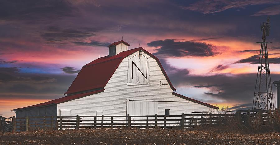Sunset Photograph - The Nebraska Cornhusker Barn by Mountain Dreams