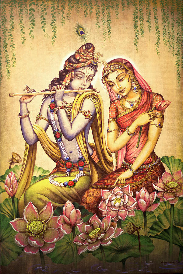 The nectar of Krishnas flute Painting by Vrindavan Das