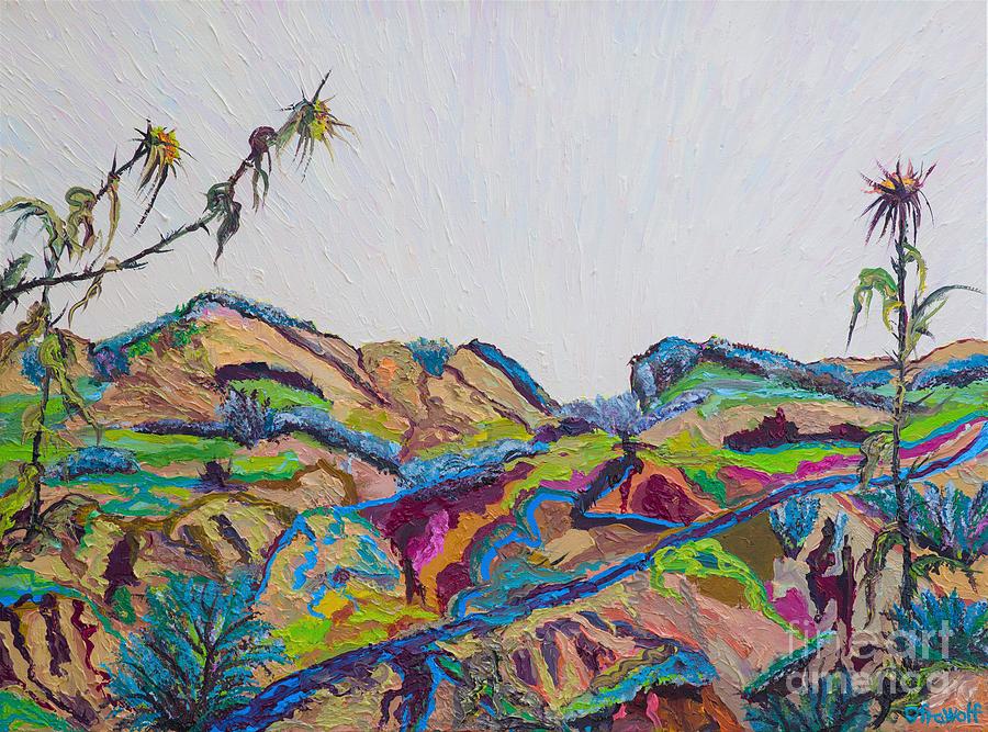 The Negev Landscape In Colorful Fantasy - winter Painting by Ofra Wolf ...