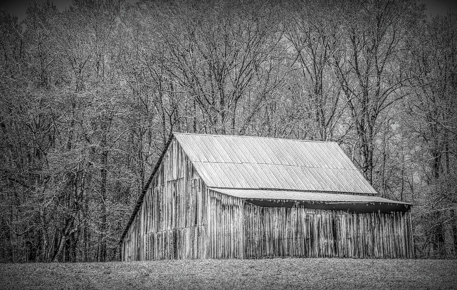 The Neighbors Barn, Black and White Photograph by Marcy Wielfaert