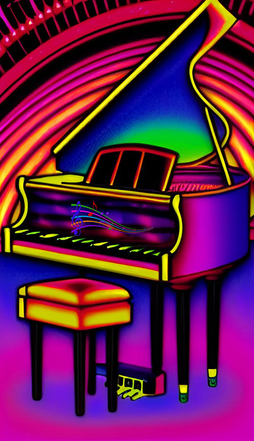 The Neon Piano Digital Art by Steve Solomon