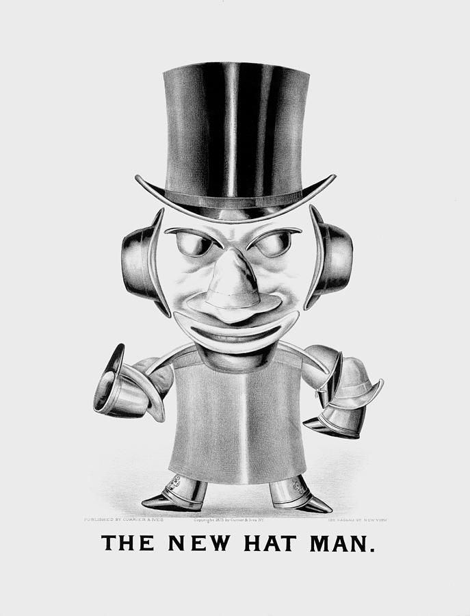 The New Hat Man - Vintage Currier and Ives - 1875 Drawing by War Is Hell Store