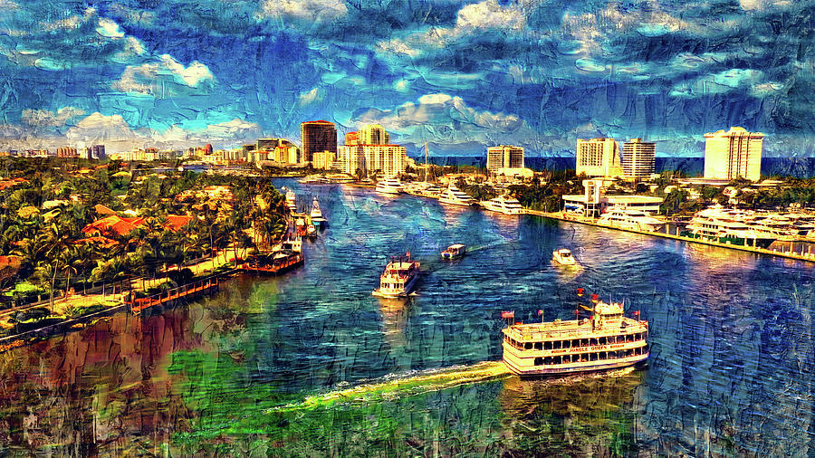 The New River near the International Swimming Hall of Fame Museum in Fort Lauderdale, Florida  Digital Art by Nicko Prints