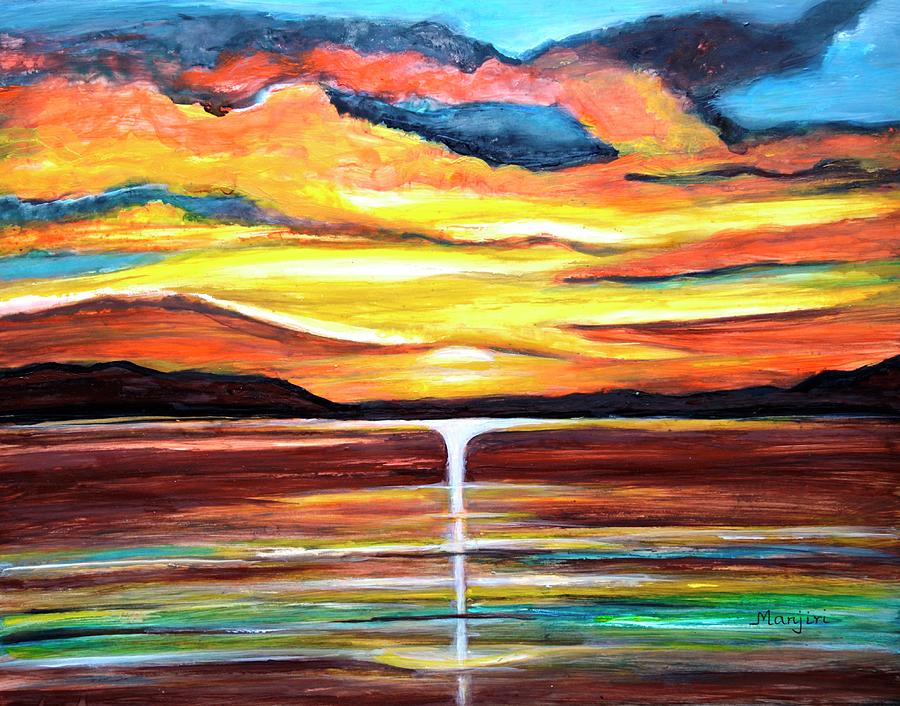 The New Sunrise vibrant acrylic painting Painting by Manjiri Kanvinde