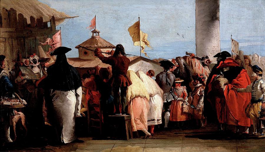 The New World, ca. 1765, Italian School, Oil on canvas, 34 cm x 58,3 cm... Painting by Giandomenico Tiepolo -1727-1804-