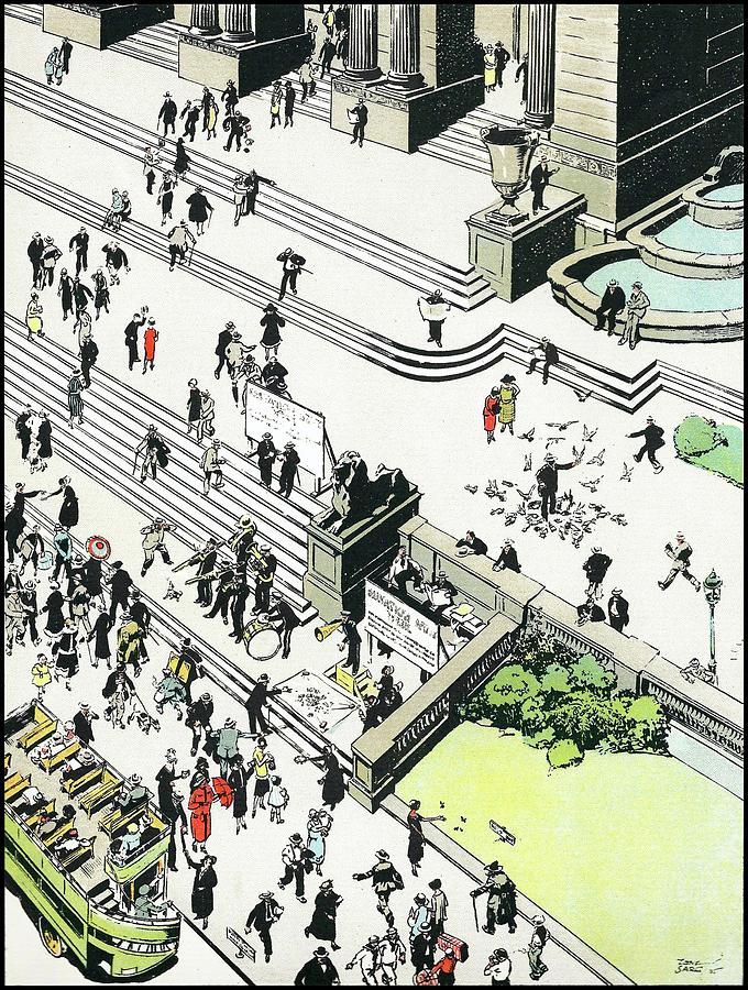  The New York Public Library - Iconic New York City scenes and sites Drawing by Tony Sarg