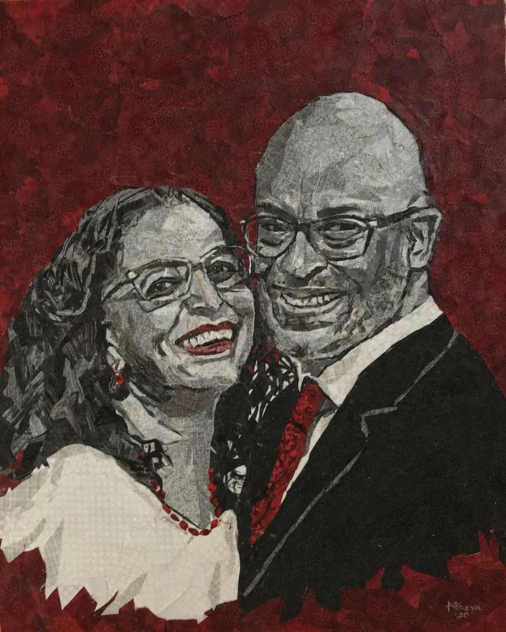 Portrait Painting - The newlyweds by Mihira Karra